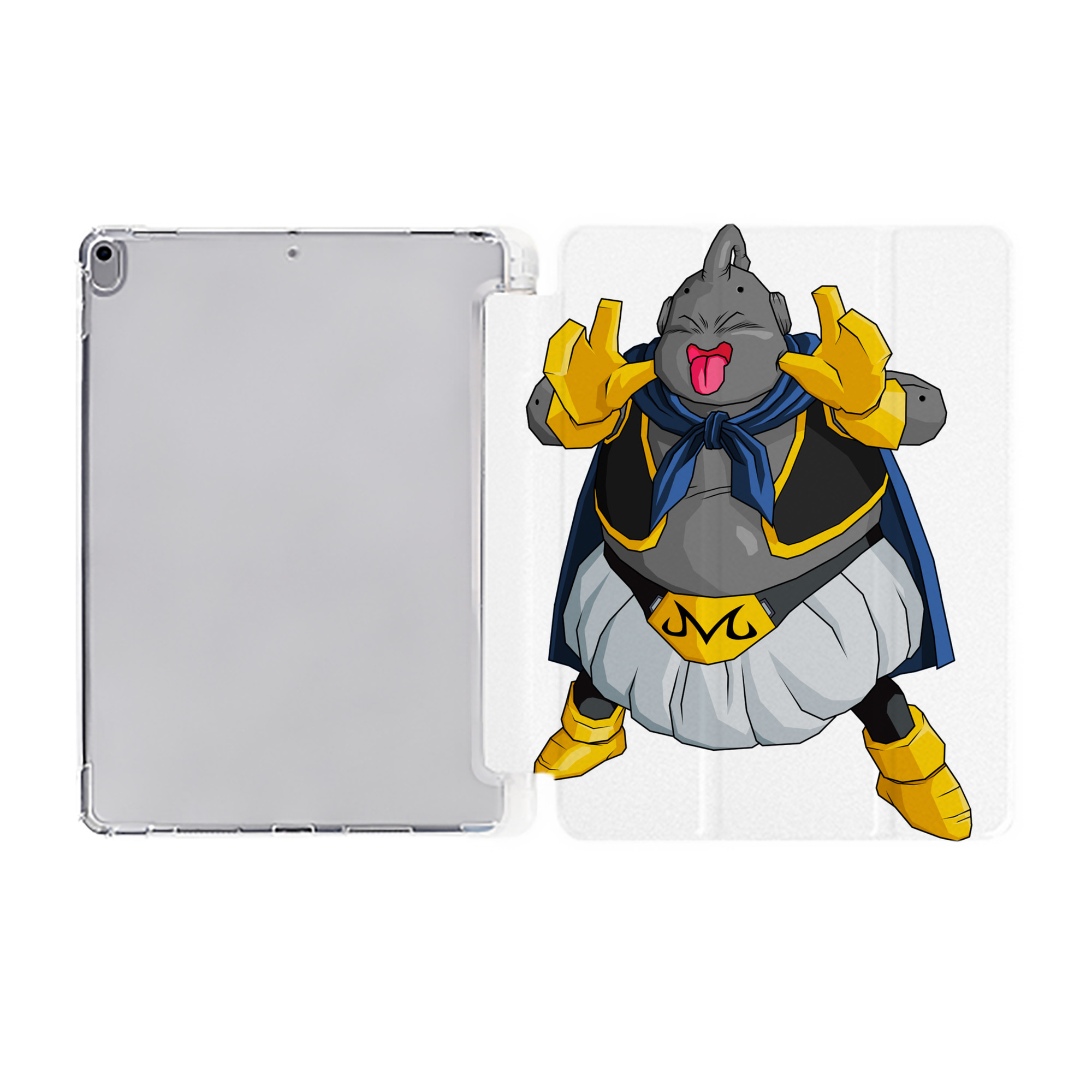 （画像用） ドラゴンボール 魔人ブウ DRAGON BALL Majin Buu IPad ケース ペン収納付き 三つ折りスタンド PUレザー×シリコン 対応機種9.5/10.5/10.9インチ